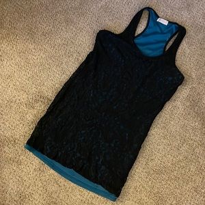 Black lace mini-dress